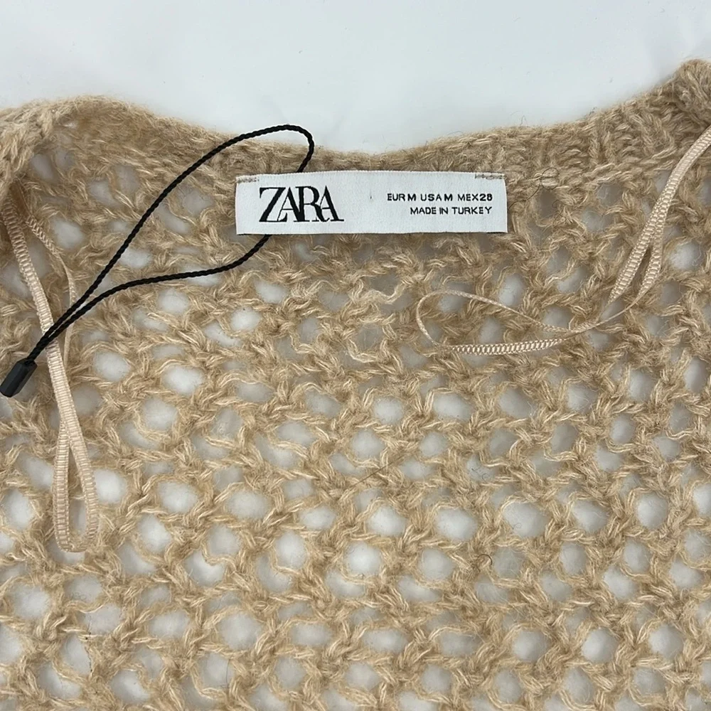 Zara sweater crop knit wool blend dainty fairy ethereal natural grunge Sz M NWOT